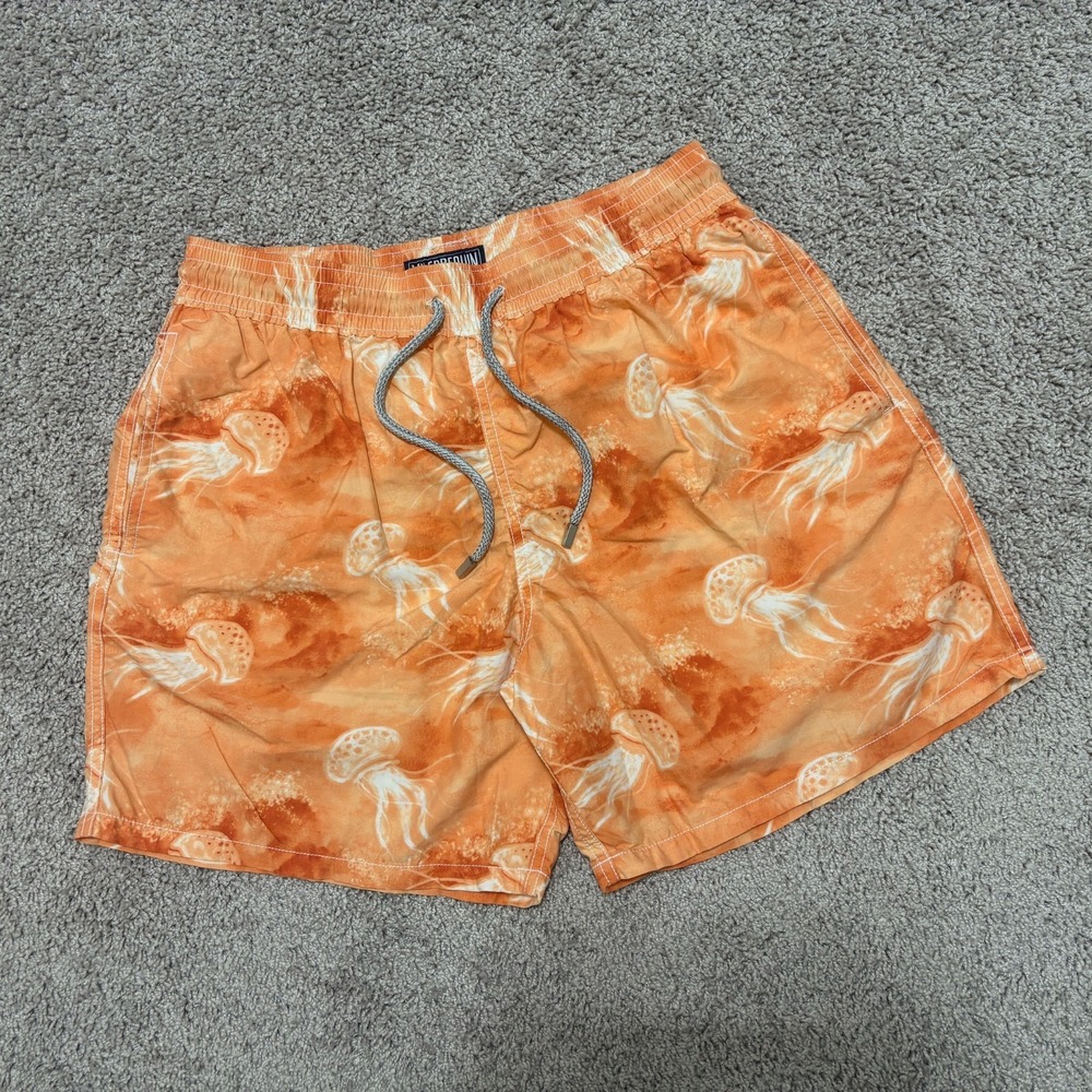 VILEBREQUIN Swim Trunks Swimwear Shorts Lined Jellyfish AOP Orange Mens XL